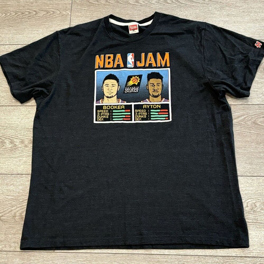 Homage NBA‎ Jam Phoenix Suns DeAndre Ayton  Devin Booker T Shirt XXL 2XL Gray